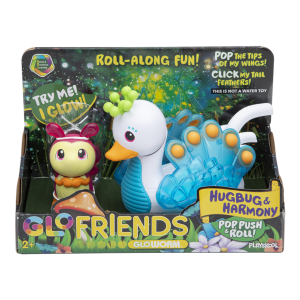 Playskool Glo Friends – Hugbug & Harmony Pop, Push & Roll!