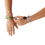 Spirograph Shrink Charms - completed charm bracelets on wrists